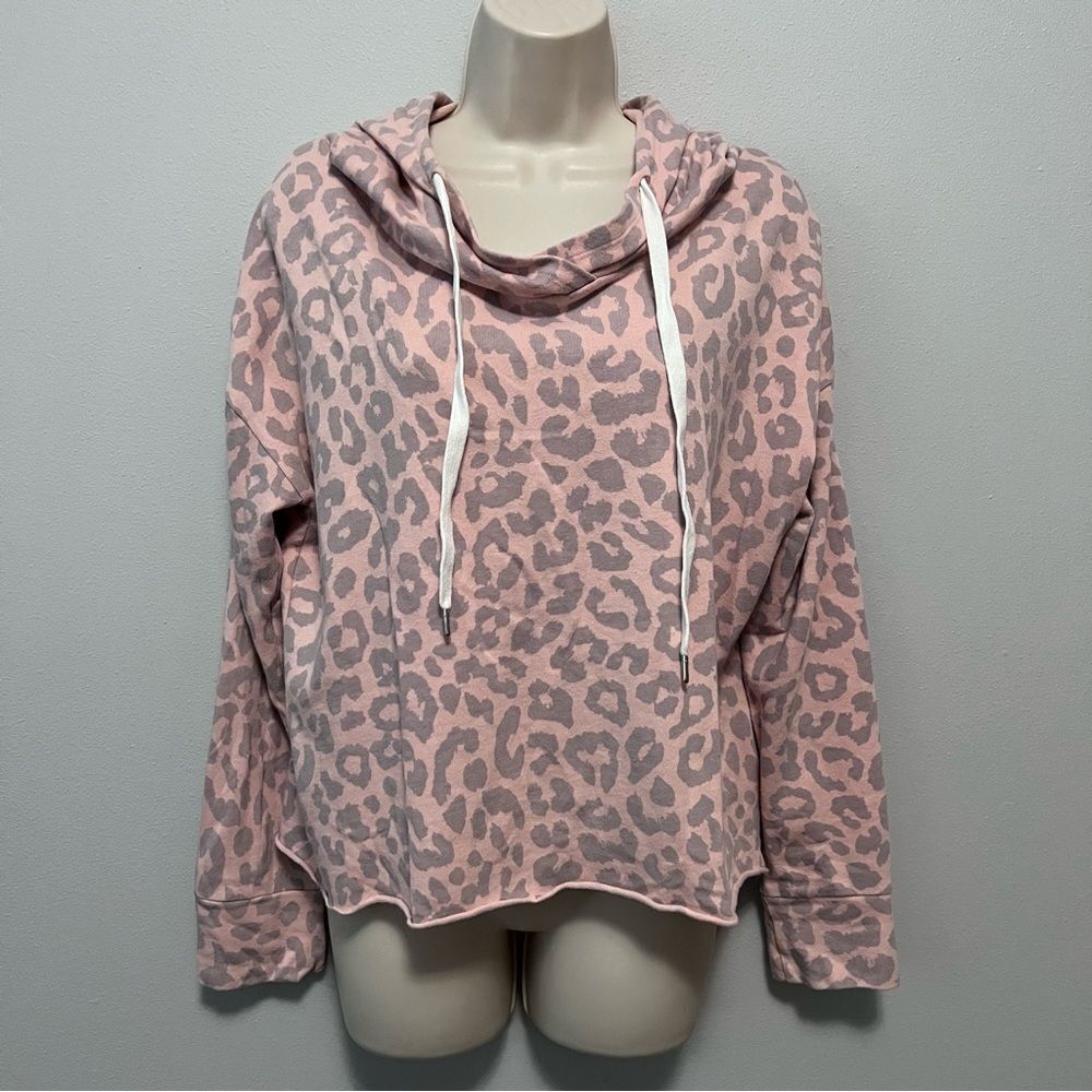 Peyton Jensen Pink Animal Print Hoodie Pullover Size S